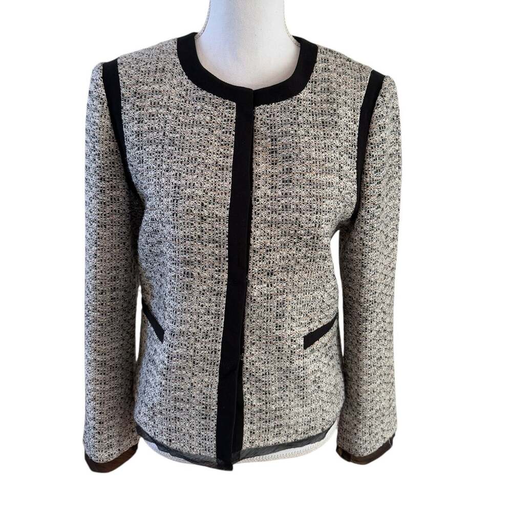 Ann Taylor Tweed Feminine Blazer White Black 6T
